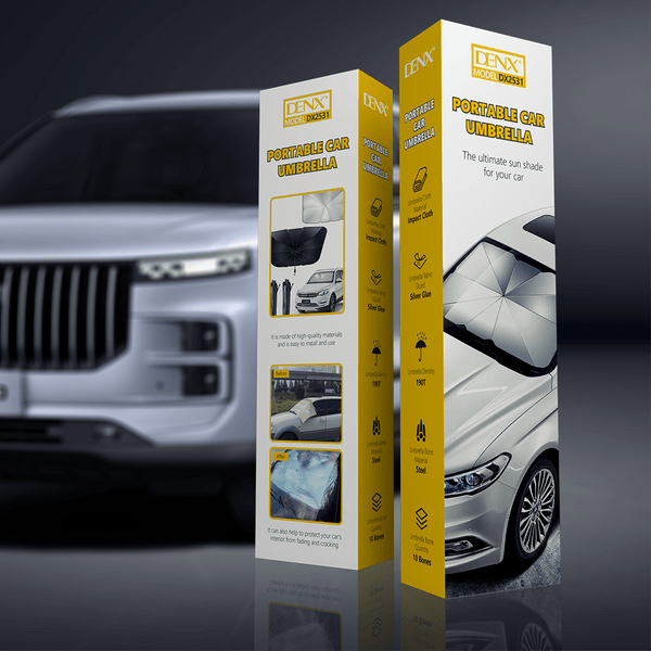 Denx Portable Car Umbrella for Sun and Rain Protection